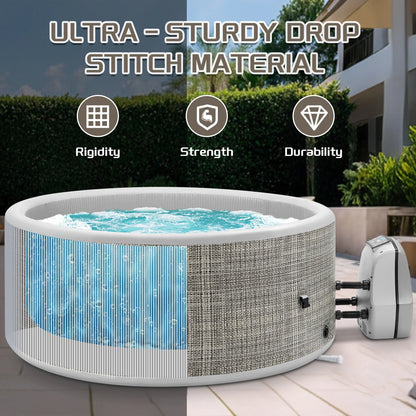 Segmart Inflatable Hot Tub, 3 to 5 Person Outdoor Hot Tub Spa, Portable Round Hot Tub w/100 Jets, Heater Pump, Tub Cover, Ground Cloth, 211Gal Capacity, Fits for Backyard, Patio