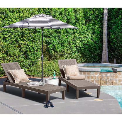 Homall 2 Pieces Patio Lounge Chair Outdoor Adjustable Chaise Lounge Chair, Dark Brown