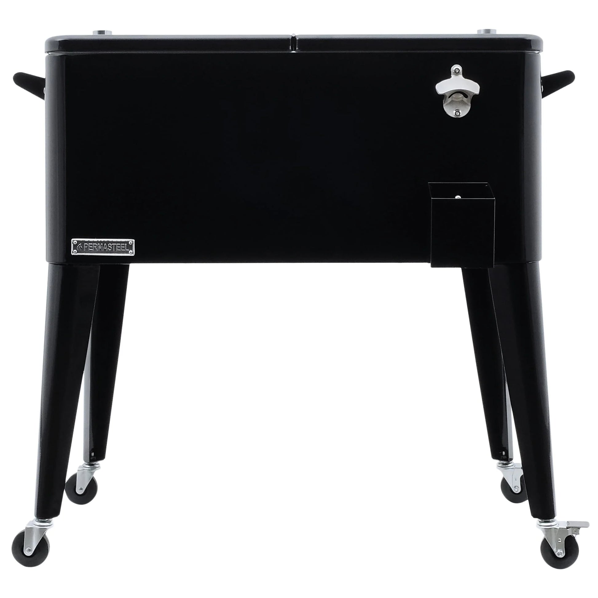 Permasteel 80-Qt Classic Outdoor Steel Patio Cooler on Wheels, Beverage Rolling Cart, Pink