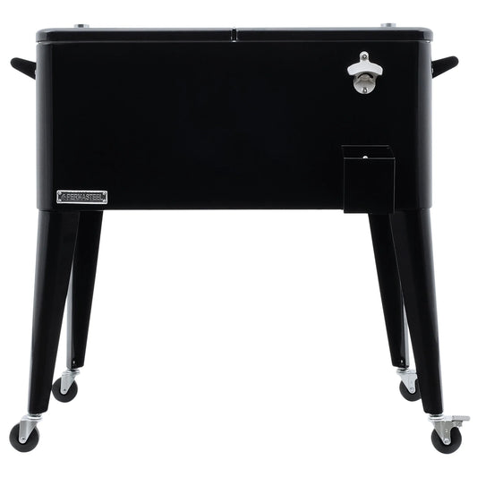 Permasteel 80-Qt Classic Outdoor Steel Patio Cooler on Wheels, Beverage Rolling Cart, Pink