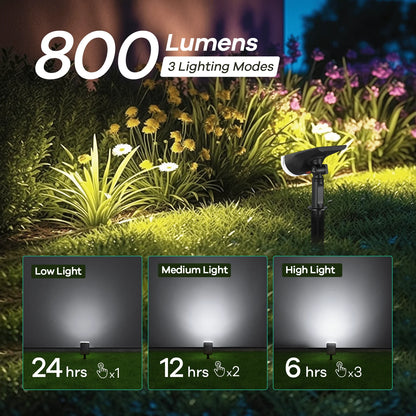 Linkind Solar Lights Outdoor, Solar Spot Lights Outdoor 800LM 6500K Daylight White, Solar Landscape Spotlights for Garden Yard Patio Driveway Porch, 4-Pack