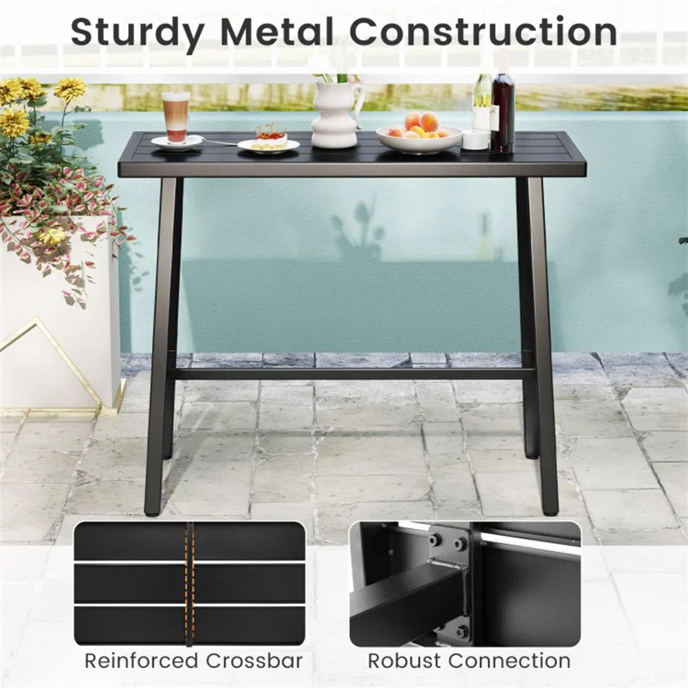 Spaco 36 Inches Patio Counter Height Bar Table with Adjustable Foot Pads, Deck Furniture, Outdoor Patio Furniture-Black
