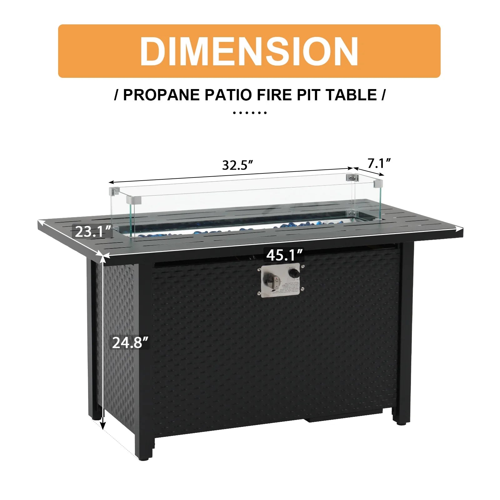 JOIVI 45? Propane Fire Pit, 50,000 BTU Gas Fire Pit Table with Glass Wind Guard and Waterproof Cover, Outdoor Heating Firepit Table for Patio, Yard, Balcony