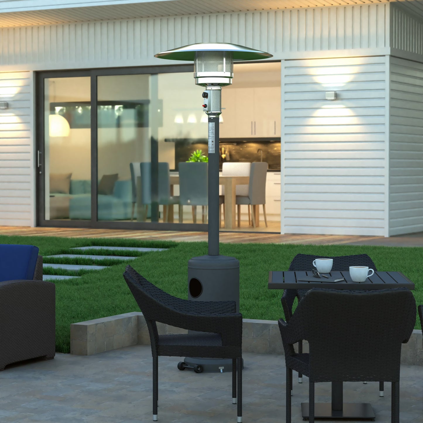 Emma + Oliver Outdoor Patio Heater - Bronze - 7.5 Feet Round Steel Patio Heater - 40,000 BTU's