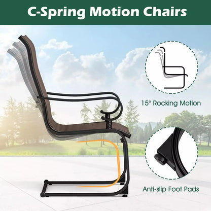 Harmijoy Set of 2 Patio Chairs C-Spring Motion Chairs w/Quick-drying & Breathable Fabric