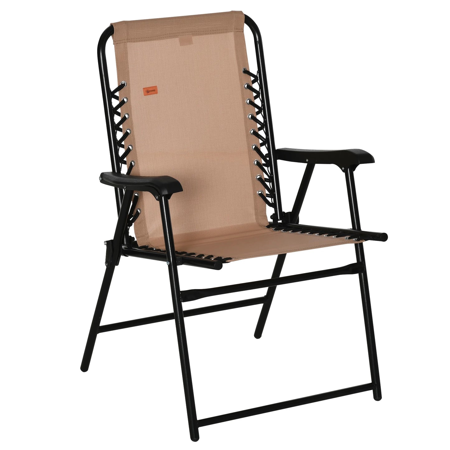 Outdoor Patio Folding Chair Portable Chair for Camping Lawn with Armrest Grey/Beige