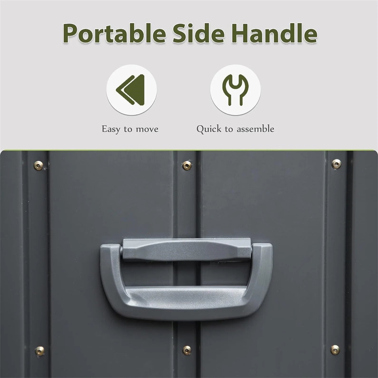 150 Gallon Outdoor Waterproof Storage Deck Box with Portable Side Handles and Moving Roller, Large Patio Storage Lockable for Outside Cushions, Throw Pillows, Garden Tools, Dark Gray