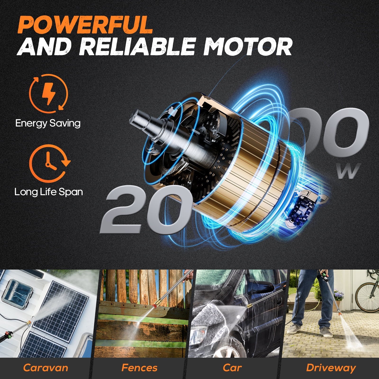 NEXPOW Electric Pressure Washer, 4000PSI Max 2.6 GPM Power Washer with 30 ft Hose, 4 Different Pressure Tips, Foam Cannon, Perfect for Cars, Patios