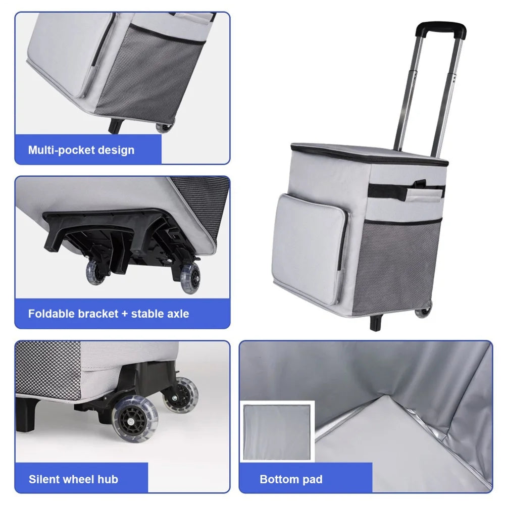 AITOCO Cooler on Wheels Lightweight Cooler Insulated Trolley Cart with Handle 35L Leakproof Bag for Travel Picnic Patio Outdoor Beach Camping manner
