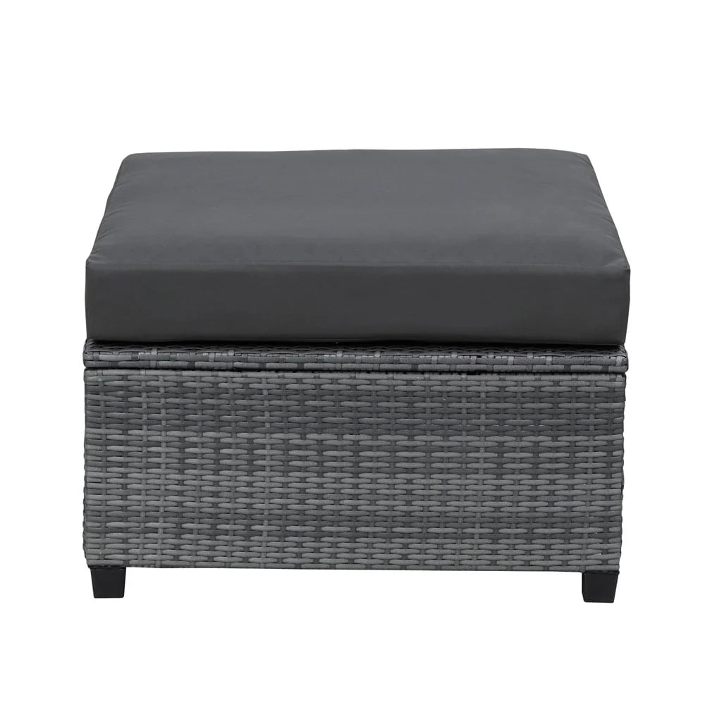 8 Piece Patio Outdoor Furniture Set, PE Rattan Sectional Sofa Set with 2 Tea Tables, Ottoman & Washable Cushions, All-Weather Wicker Conversation Couch Set for Patio, Deck, Garden, Backyard, K2460