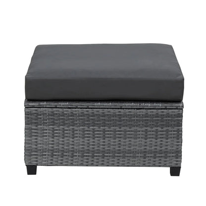 8 Piece Patio Outdoor Furniture Set, PE Rattan Sectional Sofa Set with 2 Tea Tables, Ottoman & Washable Cushions, All-Weather Wicker Conversation Couch Set for Patio, Deck, Garden, Backyard, K2460