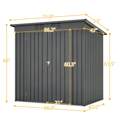 Enyopro 6x4 ft Outdoor Metal Storage Shed, Galvanized Steel Tool Shed with Reinforced Floor & Lockable Door for Backyard, Lawn, Patio, Black