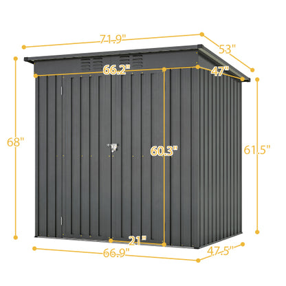 Enyopro 6x4 ft Outdoor Metal Storage Shed, Galvanized Steel Tool Shed with Reinforced Floor & Lockable Door for Backyard, Lawn, Patio, Black