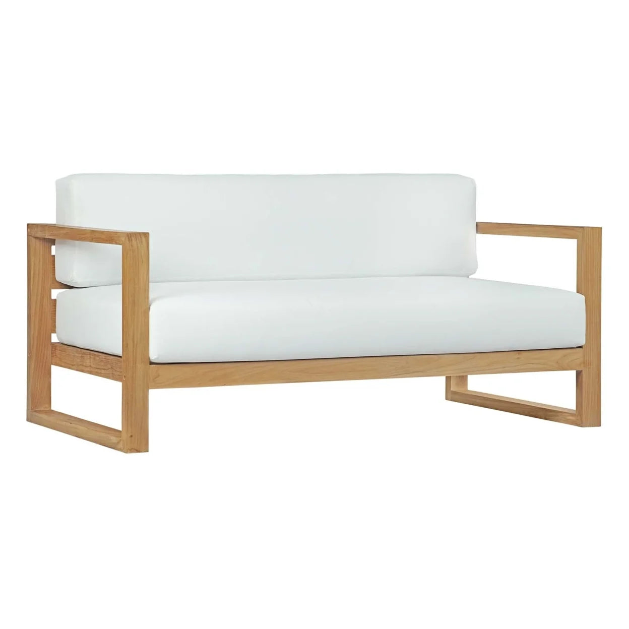 Modway Upland 4-Piece Wood Patio Sofa Set in Natural and White