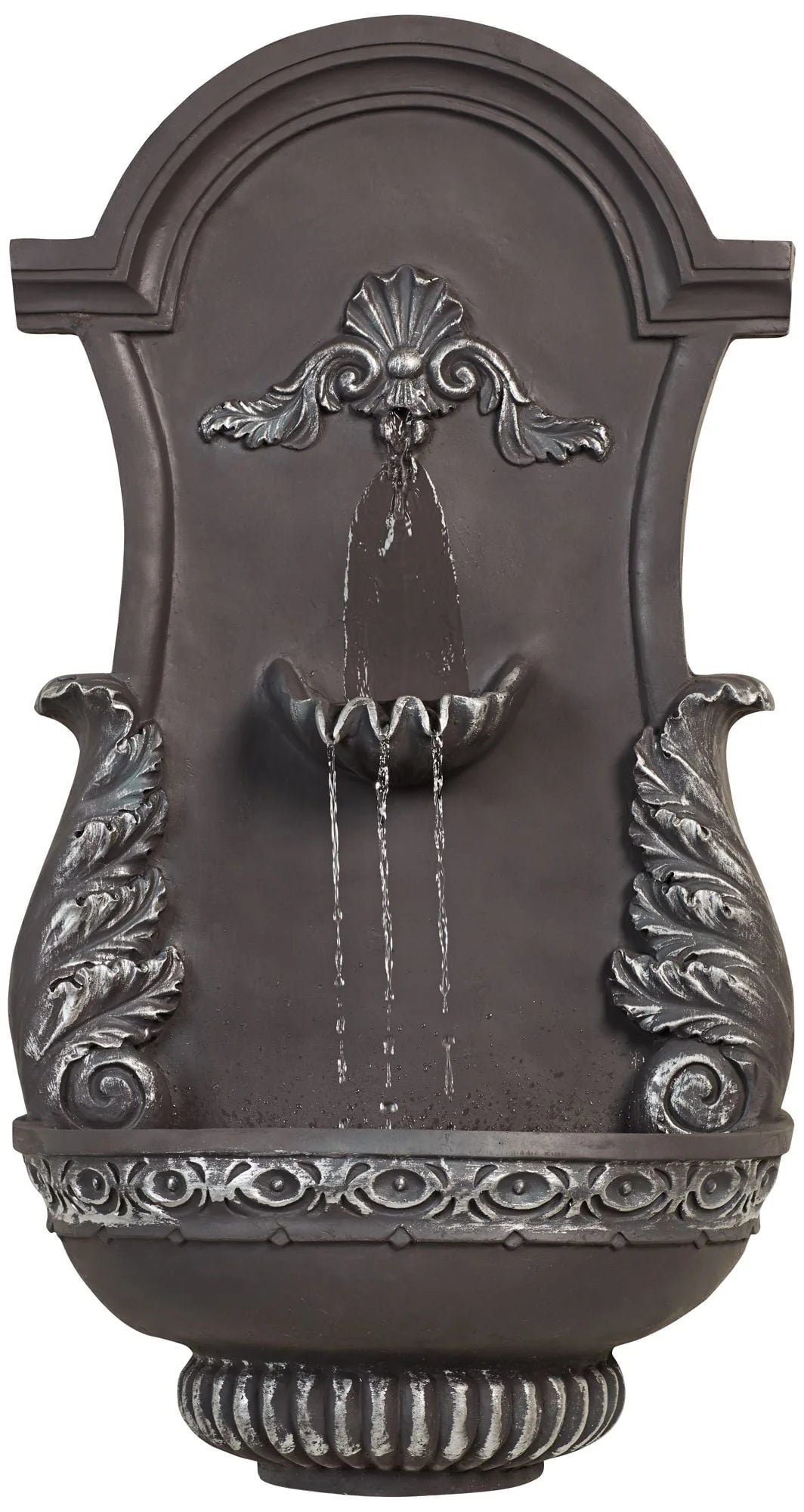 John Timberland Tivoli Grey Ornate Rustic Outdoor 2 Tier Outdoor Wall Water Fountain 33" for Yard Backyard Garden Patio Home Deck Porch House Exterior