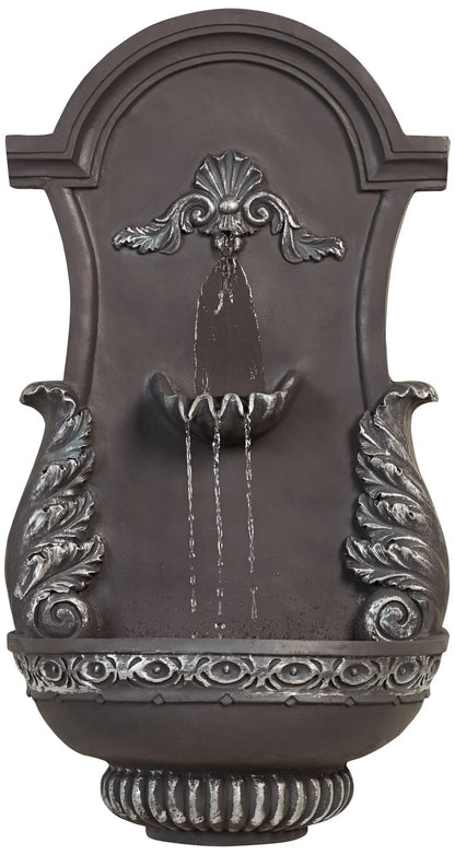 John Timberland Tivoli Grey Ornate Rustic Outdoor 2 Tier Outdoor Wall Water Fountain 33" for Yard Backyard Garden Patio Home Deck Porch House Exterior