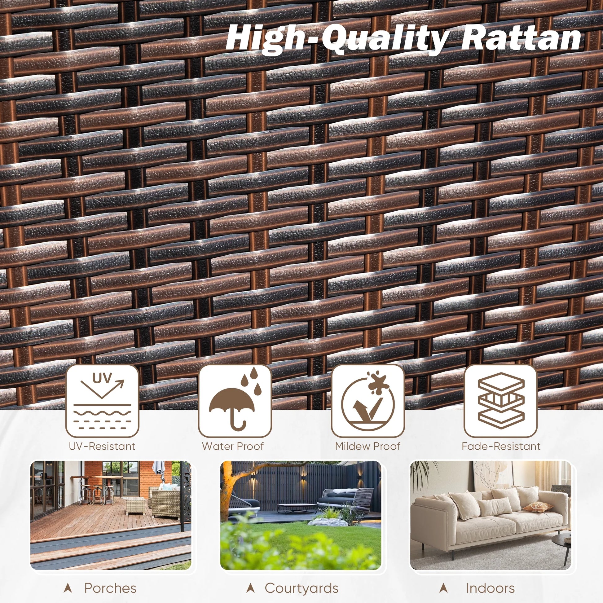 Lacoo 4 Pieces Patio Furniture Sets Rattan Chair Wicker Conversation Sofa Set Outdoor Tble and Chairs for Backyard Porch Garden Poolside Balcony, White