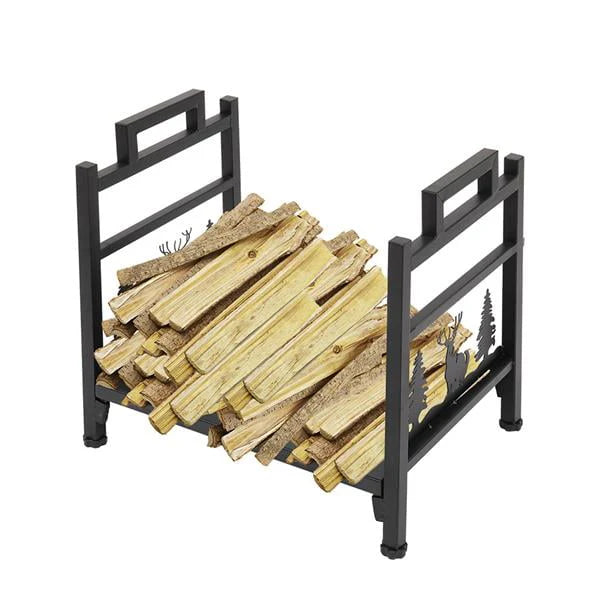Hottest Small Firewood Rack Holder for Indoor Fireplace, Single-Tier Fire Wood Log Storage Stacker Stand for Outdoor Patio, Black