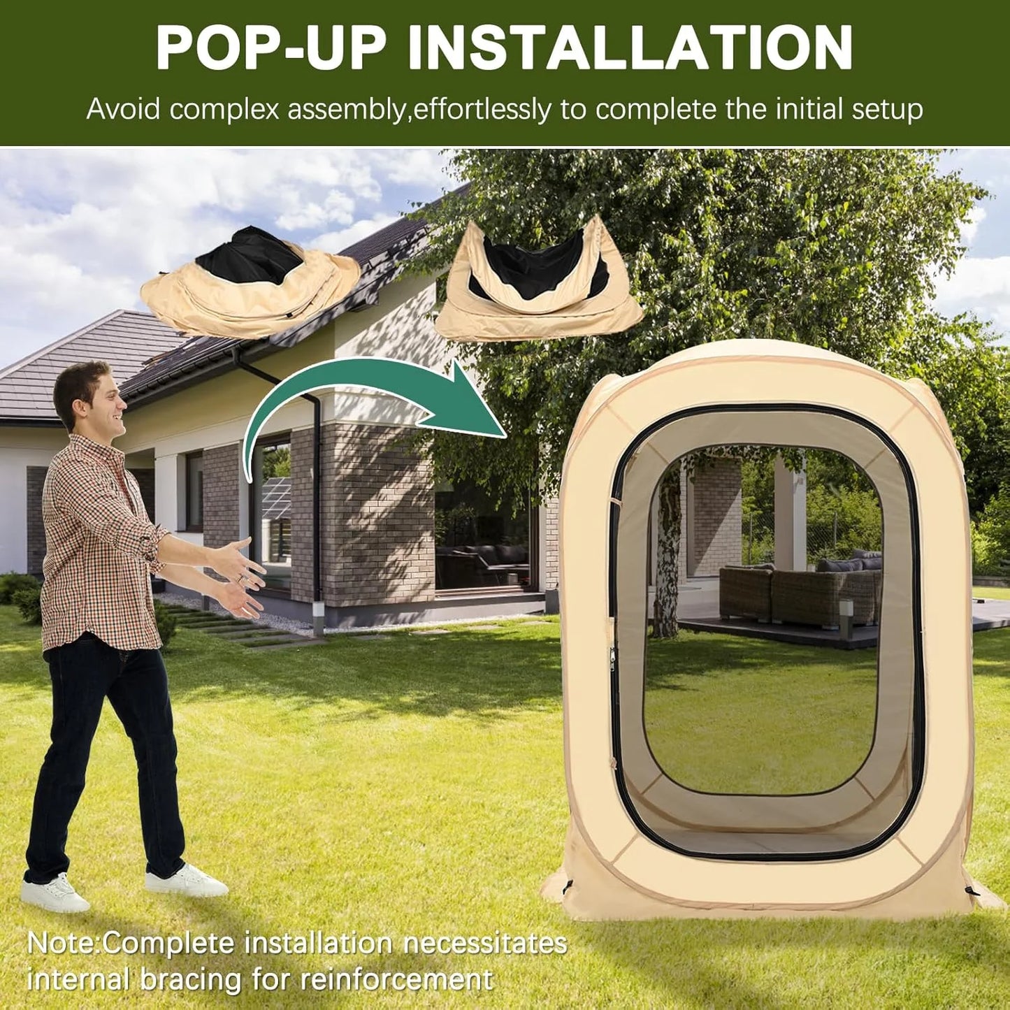 Slsy Screen House Tent Pop-Up, Portable Screen Room Canopy Instant Screen Tent Outdoor Camping Tent with Carry Bag for Patio, Backyard, Deck & Outdoor Activities
