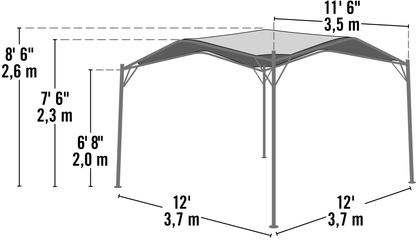 ShelterLogic Monterey 12x12 Canopy Gazebo Portable Shade Solution Backyards, Patios, Pools, Cream