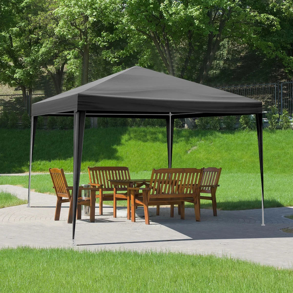 Sythers 10'x10' Pop Up Canopy Tent with 4 Removable Sidewalls, Portable Gazebo, UV Resistant Waterproof, Enclosed Canopy Tent for Outdoor Events, Patio, Backyard, Party, BBQ, Camping, Black