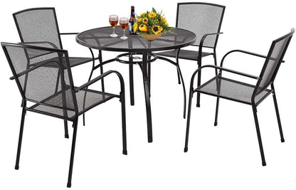 AECOJOY 5-Piece Patio Metal Dining Set with Round Table Dark Gray 4-Persons