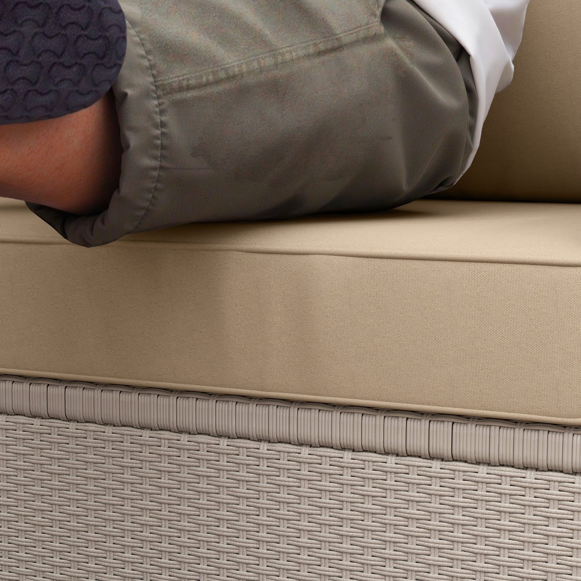 Outsunny 2 Seater Patio Furniture Cushions, 5 in Outdoor Loveseat Cushions with Removable Cover, Replacement Cushions for Outdoor Furniture, Beige