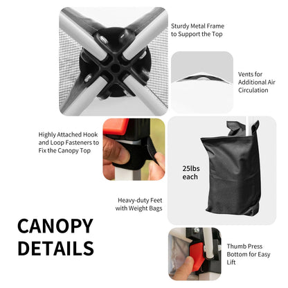 Patiojoy Pop-up Canopy Tent 6.6' x 6.6' Height Adjustable Commercial Instant Canopy w/Portable Roller Bag White