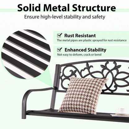 Costway 2-Person Metal Outdoor Porch Swing Hanging Patio Bench 485 Lbs Capacity Brown