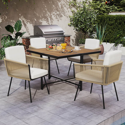 Costway 5 Pieces Patio Dining Set Outdoor Rectangular Table and Chairs Furniture Set