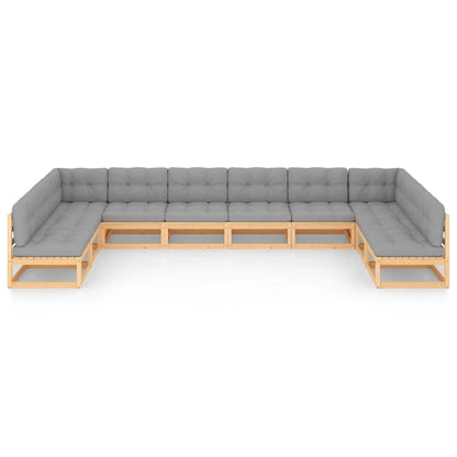 vidaXL 10 Piece Patio Lounge Set with Cushions Solid Wood Pine