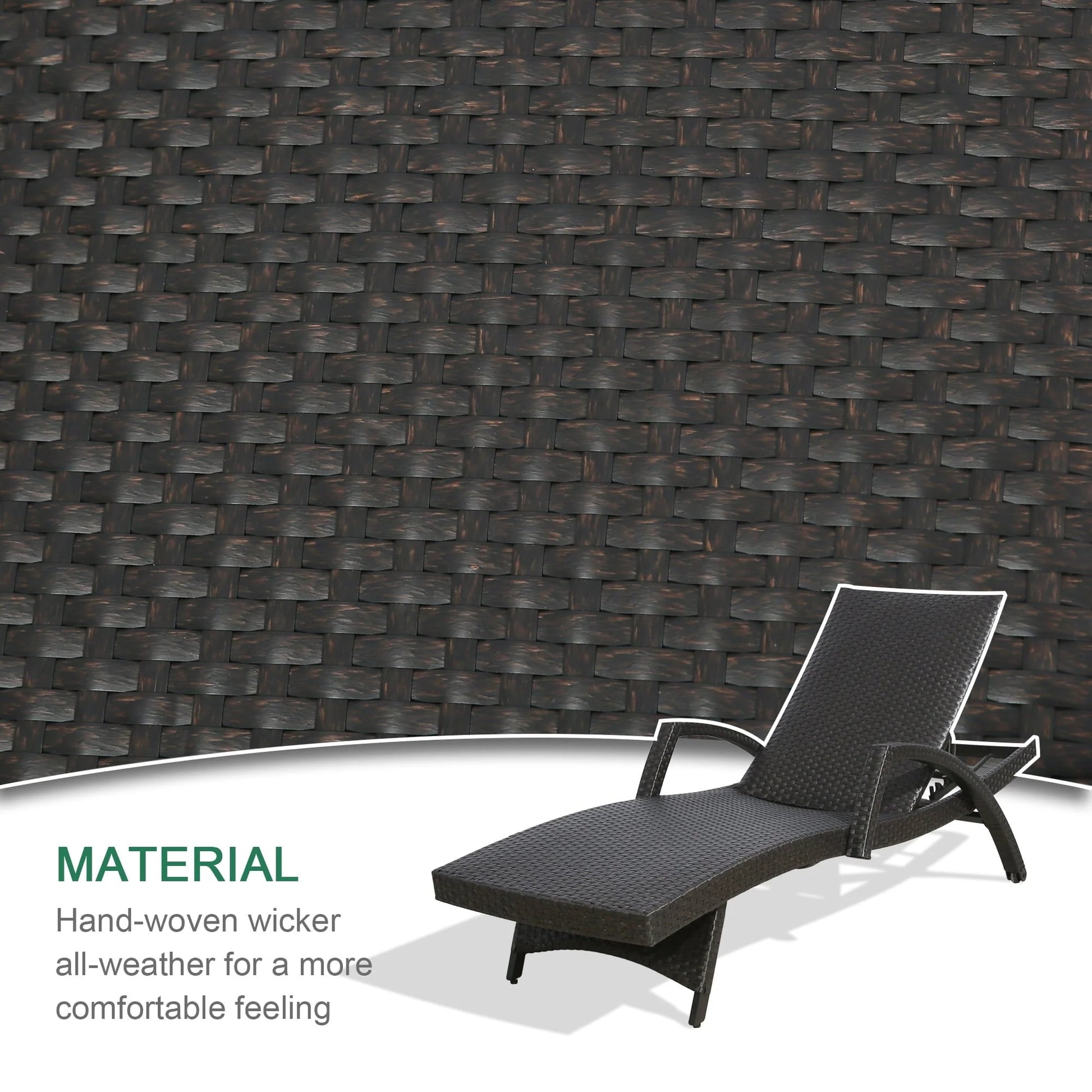 Ulax Furniture Outdoor Woven Padded 2 Pieces Aluminum Chaise Lounge Chairs Patio Armed Lounger Adjustable Chair with Wheels and Quick Dry Foam(Dark Brown)