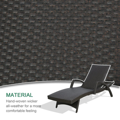 Ulax Furniture Outdoor Woven Padded 2 Pieces Aluminum Chaise Lounge Chairs Patio Armed Lounger Adjustable Chair with Wheels and Quick Dry Foam(Dark Brown)