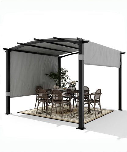 Huisuilinss Outdoor Pergola,Arched Pergola,Aluminum Pergola With Retractable Canopy,Arched Patio Pergola,Metal Pergola Shade Shelter For Backyard Lawn Patios Gardens Grill Gazebo