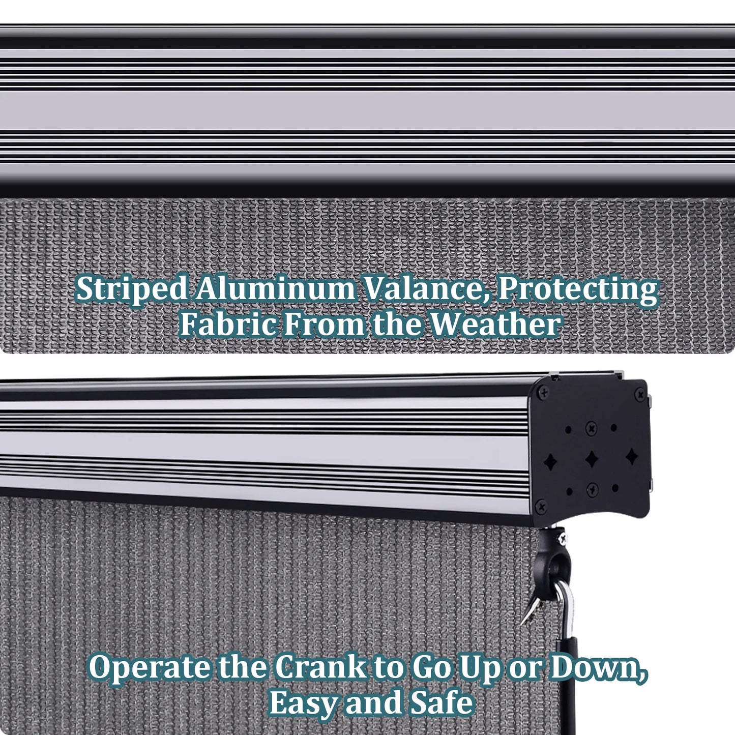 Shade& Beyond Premium Outdoor Roller Shade, Patio Roll Up Blinds with Valance, 6X6FT, Mocha