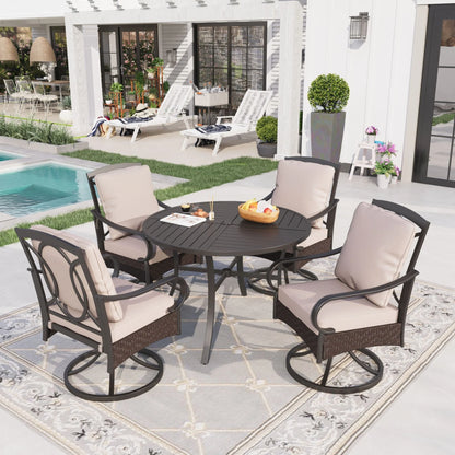 Sophia& William Patio Swivel Dining Chairs Set of 4 with Beige Cushions
