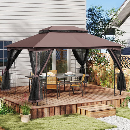 AVAWING 10x10 ft Outdoor Gazebo, Patio Double Soft-Top Canopy, Gray