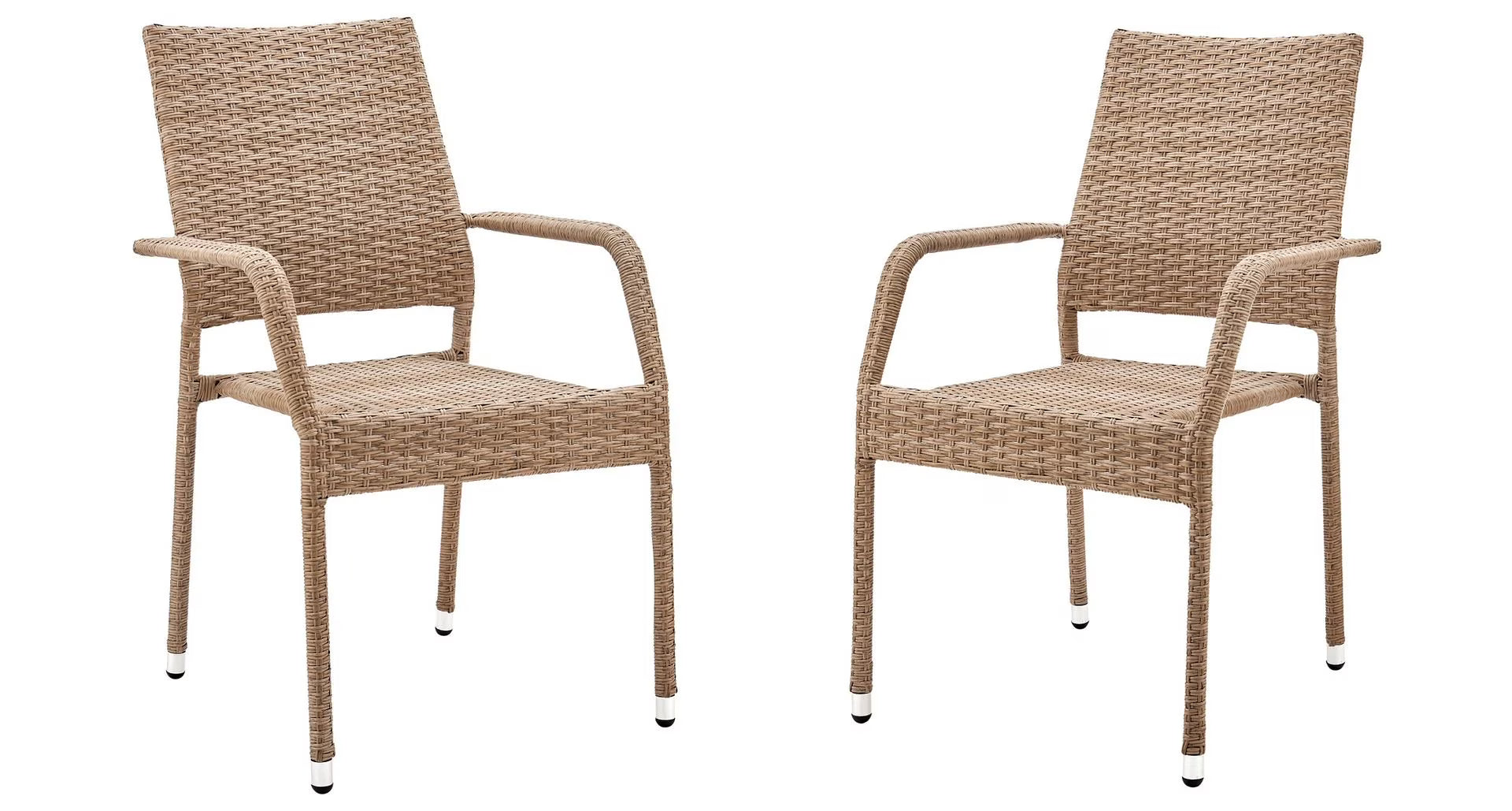 Manhattan Comfort 2-Piece Genoa Patio Dining Armchair in Nature Tan Weave