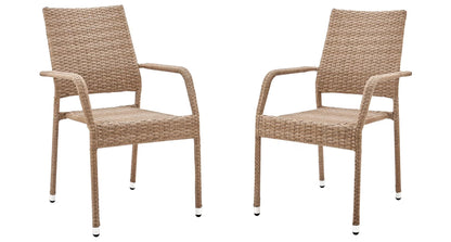 Manhattan Comfort 2-Piece Genoa Patio Dining Armchair in Nature Tan Weave