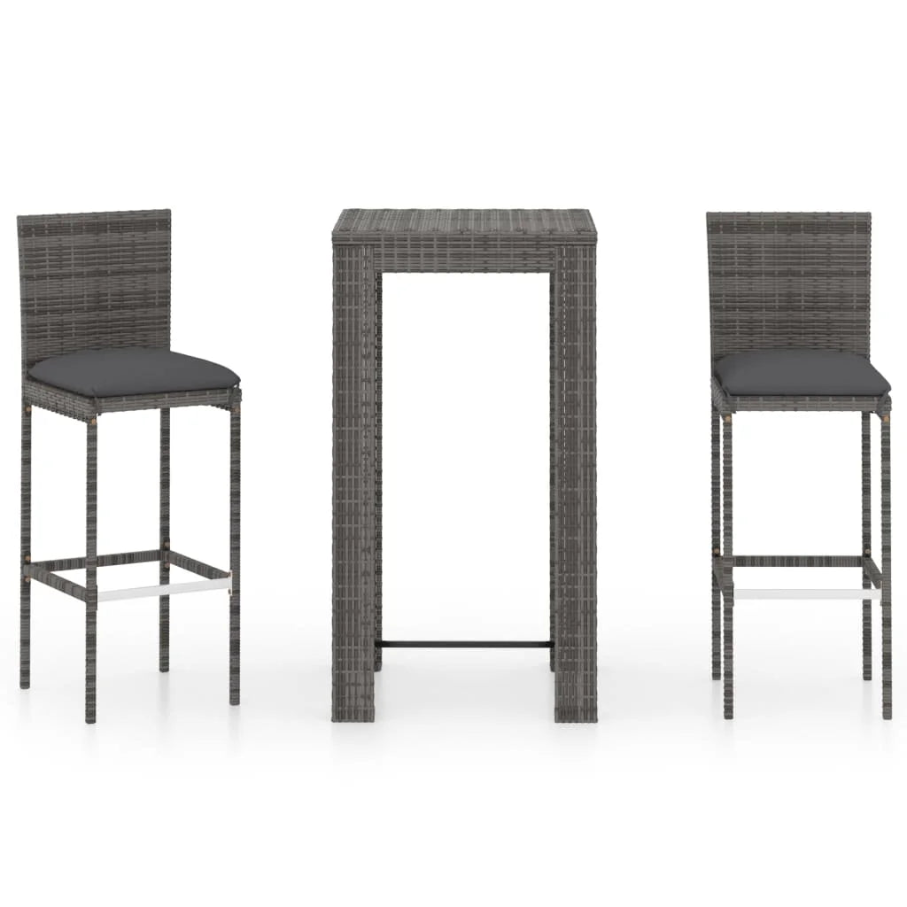 vidaXL Patio Bar Set Outdoor Bistro Set Bar Stool Bistro Table Poly Rattan
