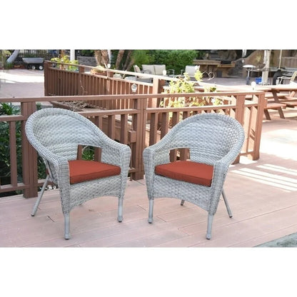 Jeco Clark Wicker Patio Chair in Gray and Midnight Blue (Set of 2)