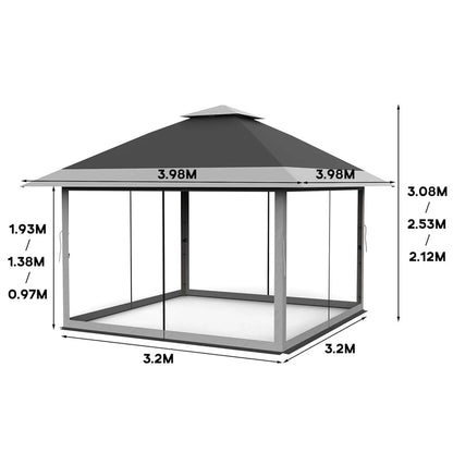AOILE 13x13FT Pop-Up Patio Gazebo, Outdoor Canopy Tent with Mesh Walls, Double Roof & Carry Bag