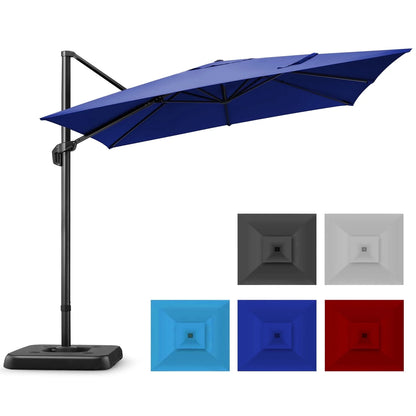 SANOPY 10x10 Cantilever Patio Umbrella Outdoor Patio Umbrella, 360 Degree Rotation Market Patio Umbrella with Steel Base, Crank, Tilt Button, Dark Blue