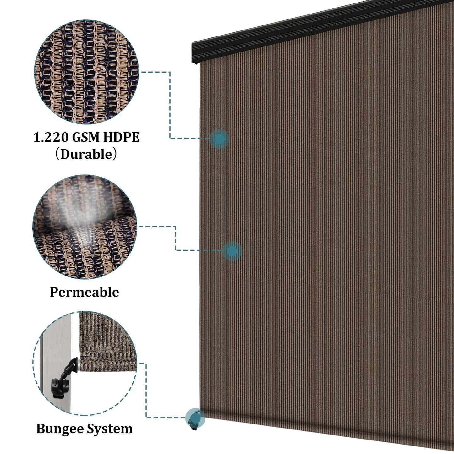 Shade& Beyond Premium Outdoor Roller Shade, Patio Roll Up Blinds with Valance, 6X6FT, Mocha