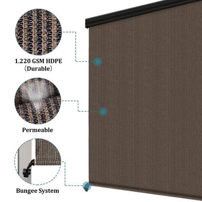 Shade& Beyond Premium Outdoor Roller Shade, Patio Roll Up Blinds with Valance, 6X6FT, Mocha
