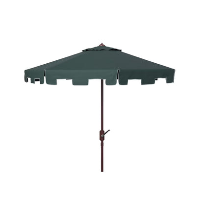 SAFAVIEH Zimmerman 11' Market Crank Round Patio Umbrella, Baby Blue/White