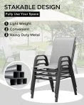 Ataucjin Stackable Dining Chairs Set of 4, High-Back Patio Dining Chairs Set, Outdoor Chairs with Textilene Fabric & Metal Frame for Lawn Backyard Deck Garden