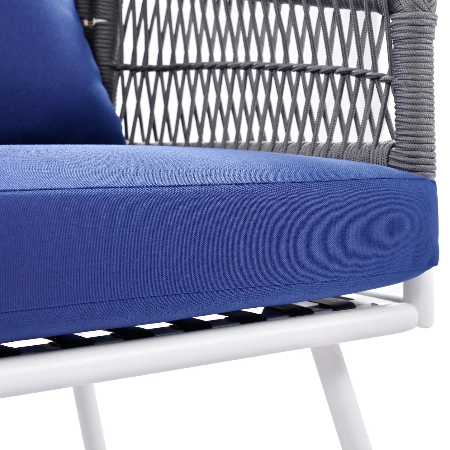 Outdoor Furniture With Thick Cushions & Wood Frame - Beige Rope Patio Fade- Exotic