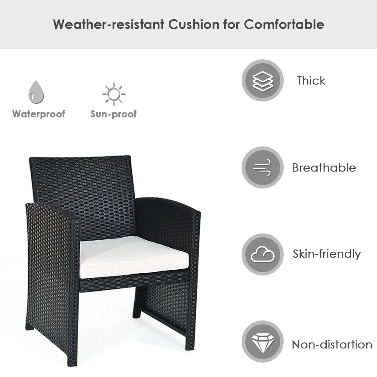 Gymax 4PCS Rattan Patio Conversation Set Outdoor w/Coffee Table Cushioned Sofa