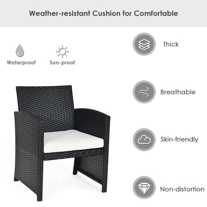 Gymax 4PCS Rattan Patio Conversation Set Outdoor w/Coffee Table Cushioned Sofa